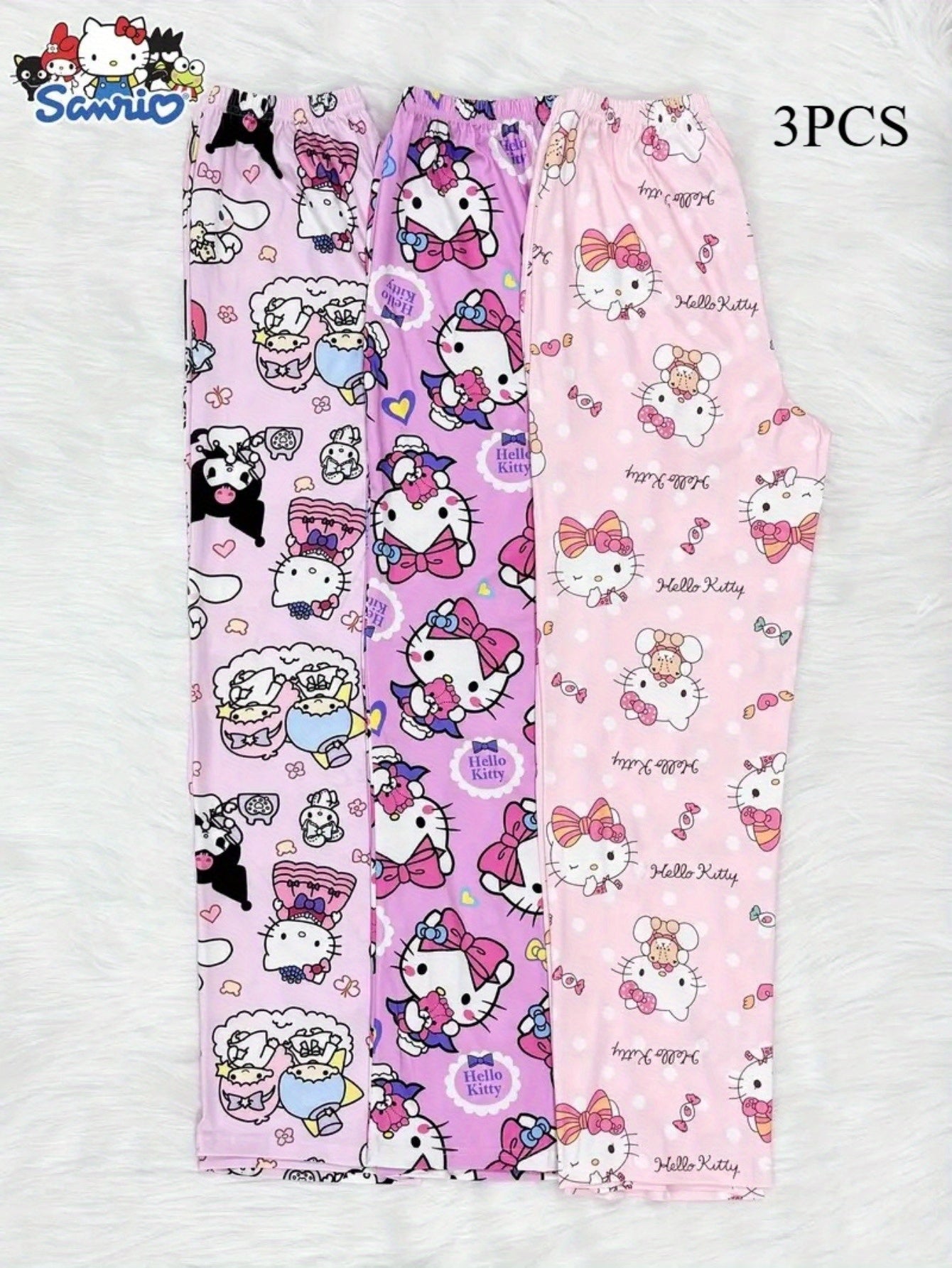 3pcs Hello Kitty Pajamas Pants Sanrio Anime Women's Pajama Pants Cartoon Couple Home Sleepwear Trousers Leisure Home Clothing