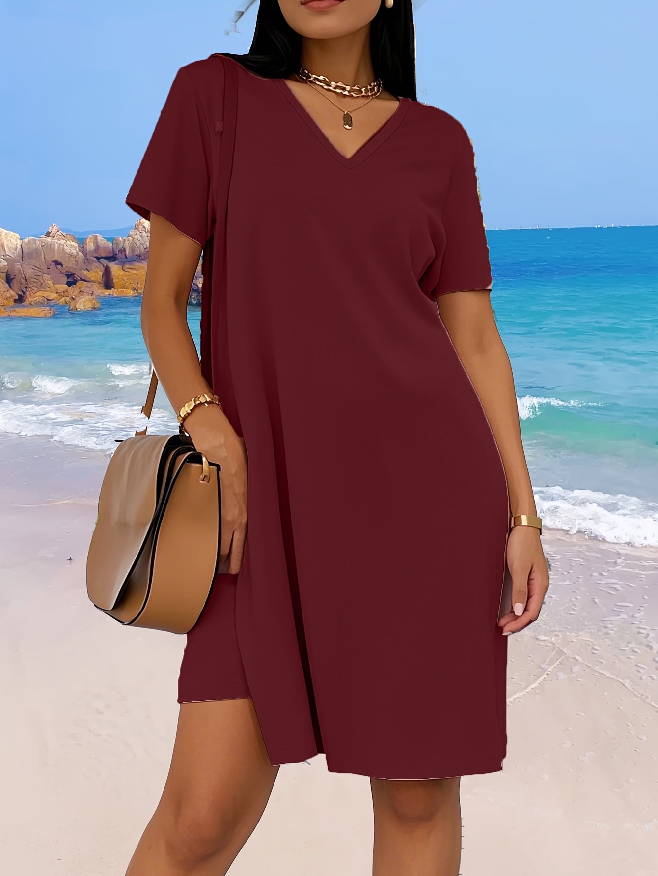 Women's Black Polyester V-Neck Shorts - product view 28