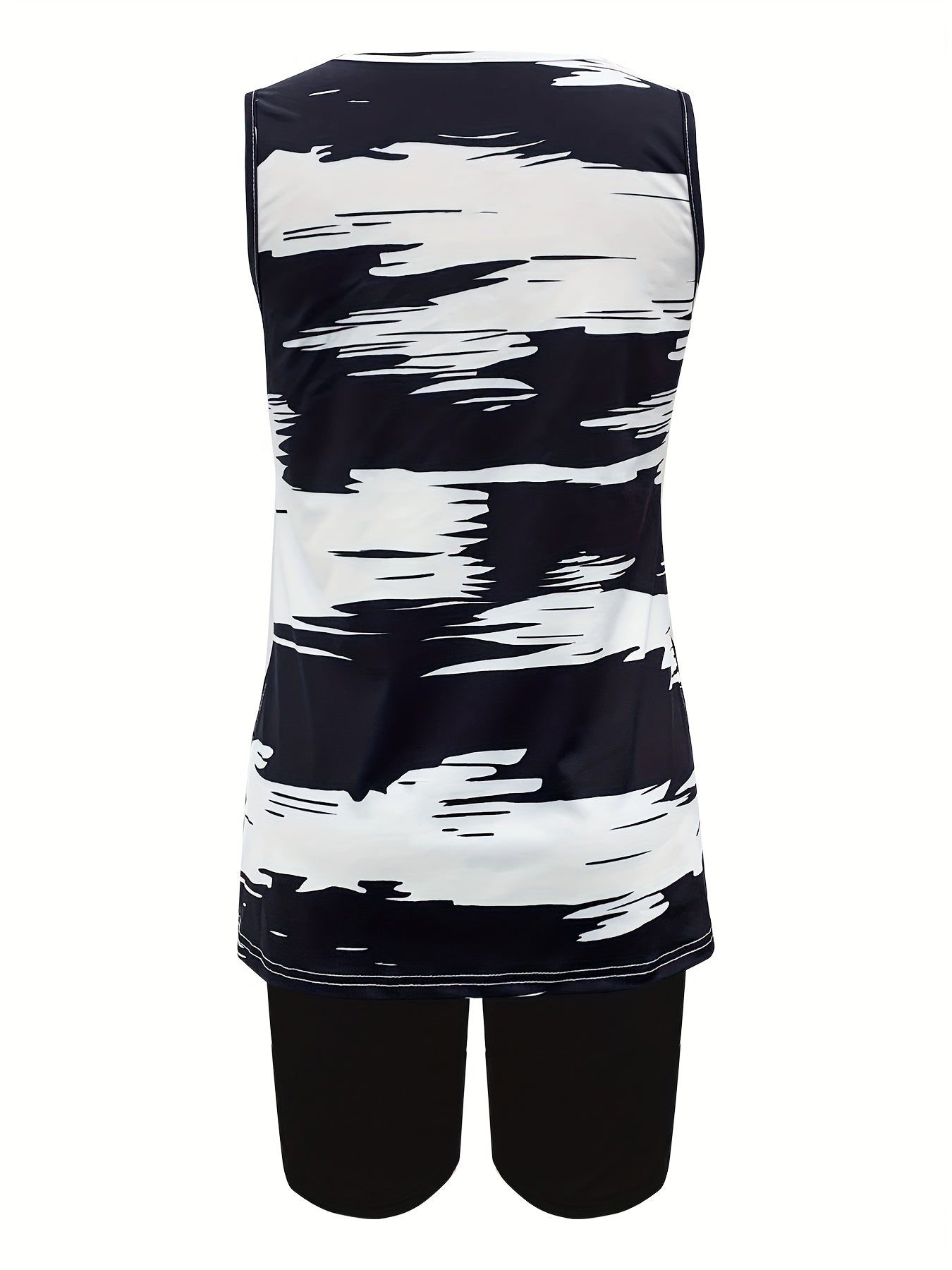 Set of a Sleeveless Tank Top with a V-Neck for Women And Fitted Shorts in a Solid Color