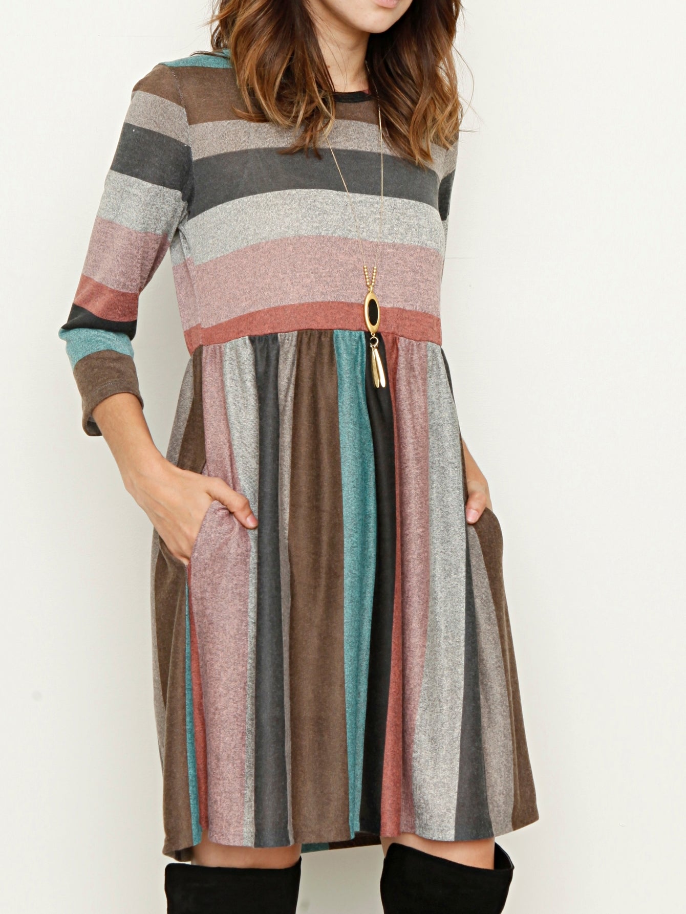Light Grey Polyester Ruffle Tiered Dress - product view 47