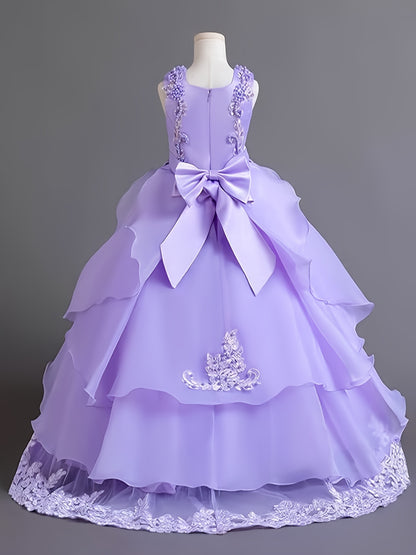 (Size Is Slightly Larger, Recommended To Purchase One Size Smaller Than Usual) Flower Dress Princess Puffy Tulle Dresses Bridesmaid Wedding Communion Birthday Party Pageant Maxi Prom Gown For Kids
