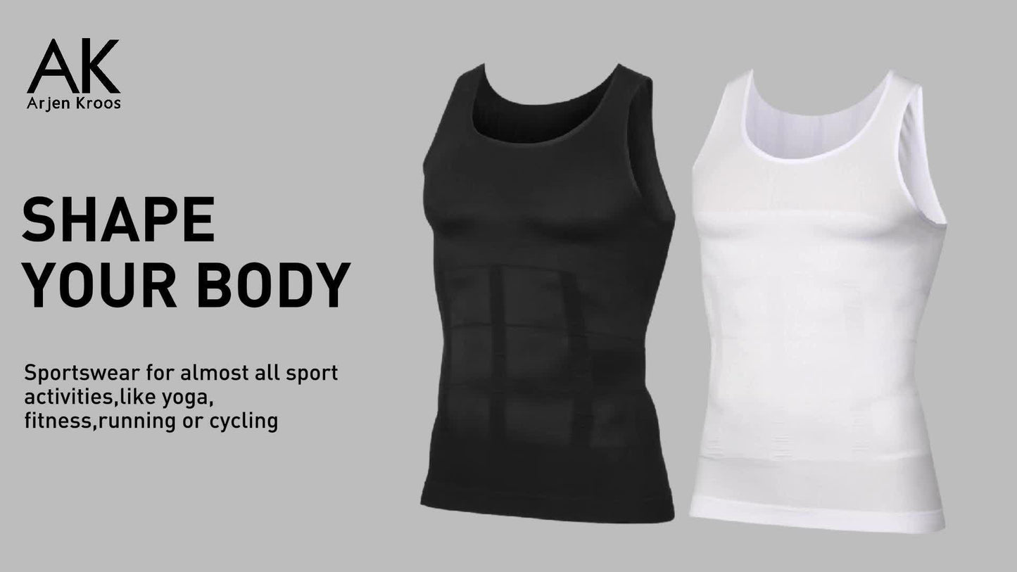 5pcs Men's Compression Shirt for Body Shaper Slimming Vest Tight Tummy Control Underwear Workout Tank Top Abs Abdomen Muscle Undershirts Shapewear Gynecomastia Shirt for Men,  Body Shaping, Fitted Undershirt, Sleeveless Design, Breathable Fabric