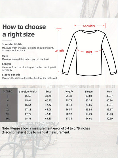 Classic Monochrome Interlinked Heart Design Women'S Long-Sleeve Shirt - Easy to Wash, Breathable, Soft Medium Stretch Material, Suitable for Spring, Autumn, And Winter Women'S Apparel, Length Women'S Wear