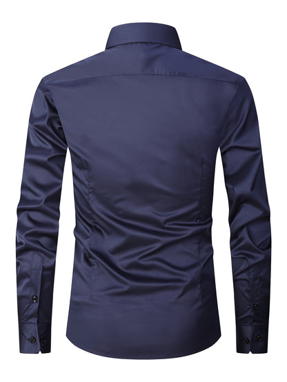 Men's Cufflink Shirt 2026 Spring/Summer French Cuff Shirt Breathable, Stretchy, Wrinkle-Resistant Business Casual Easter Gift Suitable for Men, Husband, Father Holiday Cruise Essential Short-Sleeve Shirt Summer Top Formal Dress Shirt