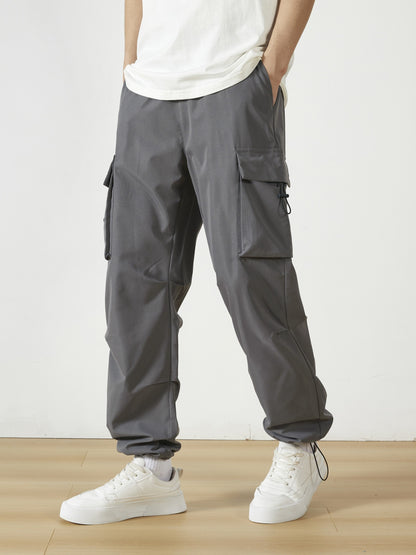 Men'S Straight-Leg Cargo Pants with Multiple Pockets, Suitable for Outdoor Street Fashion