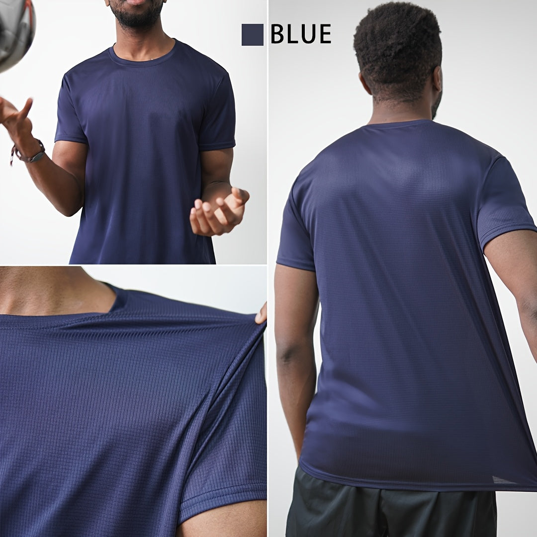 5pcs Men's Sports Compression Quick-Drying Short-Sleeve T-Shirts, Moisture-Absorbing And Sweat-Wicking, Breathable, Comfortable, Versatile, Ideal for Exercise, Running, Fitness, And Daily Casual Wear