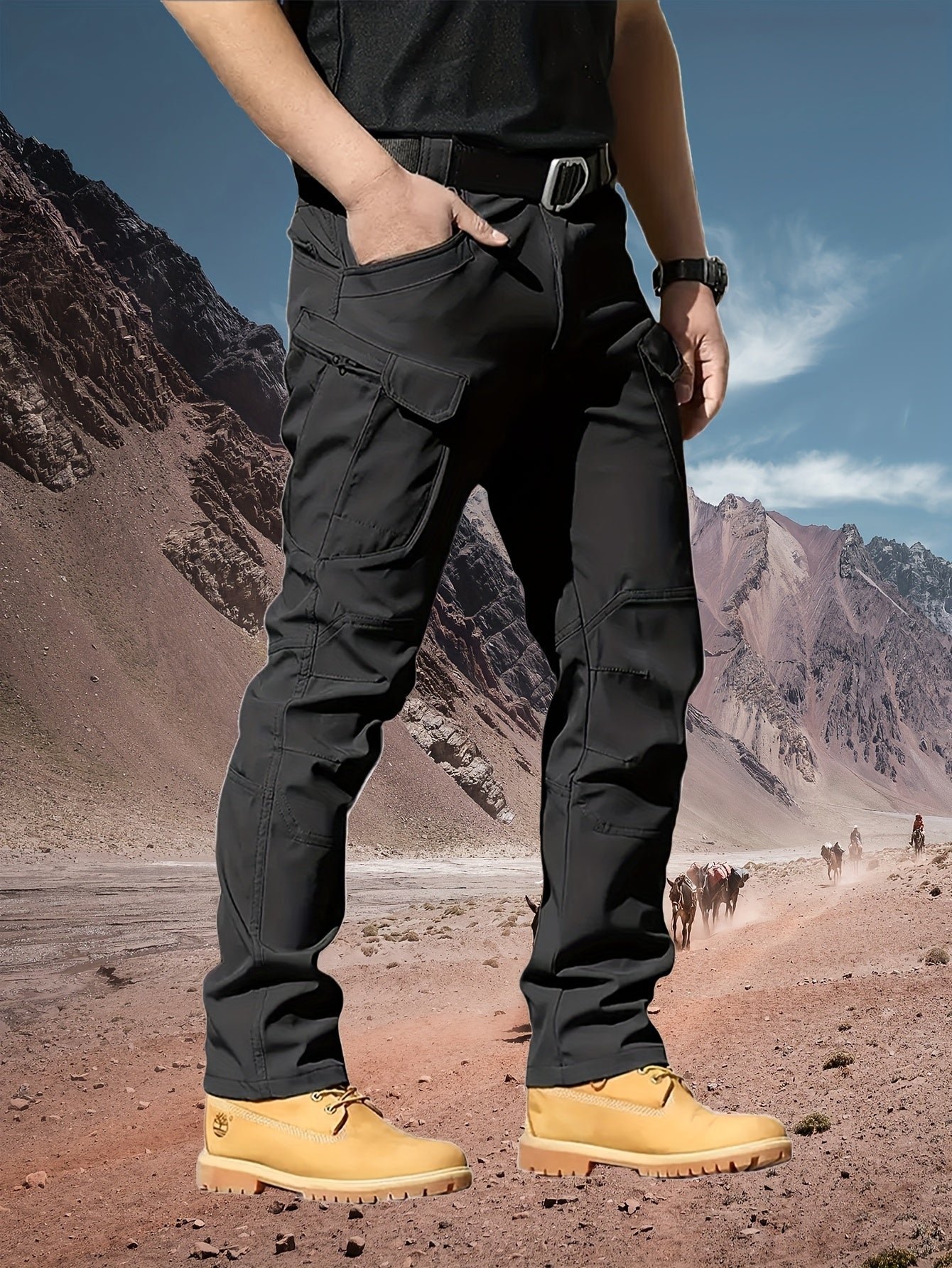 4 Pairs of Men's Lightweight Work Pants - Durable, Breathable And Quick-Drying, with Multiple Pockets, All-Season Straight-Leg Pants Suitable for Outdoor Adventures And Construction, Hiking Pants - Perfect Birthday/ Anniversary Gifts