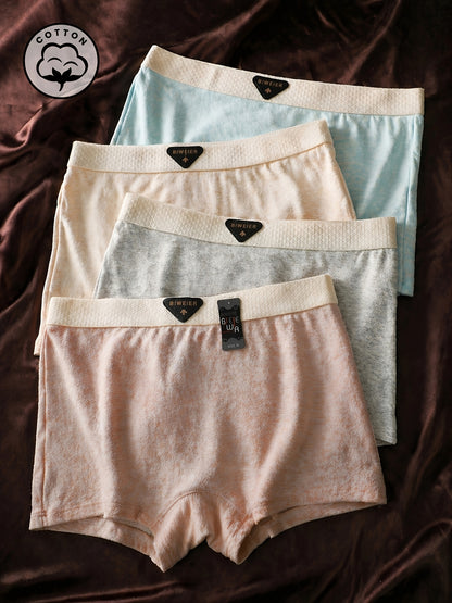 4pcs BIWEIER Women'S Easy Solid-Color Briefs, Soft And Comfortable, Couple'S Light Luxury Underwear, Suitable for Women'S Casual Sports, Home Commuting, And Festival Gifts