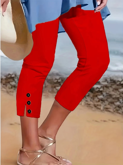 3357 White Black Red Three-Pack Women's Elastic Waistband, Medium Stretch Fabric, All-Season Casual Pants
