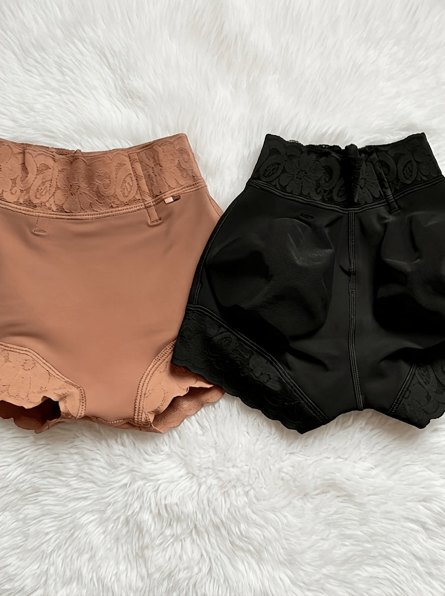 Women's Lace Shapewear Panties with Tummy Control, Butt Lifting Seamless Hip Enhancer Colombian Shaping Curvy Shorts Lace Trimmed Butt Lifting Panty for Women with Flat Tummy And Naturally Lifted Booty