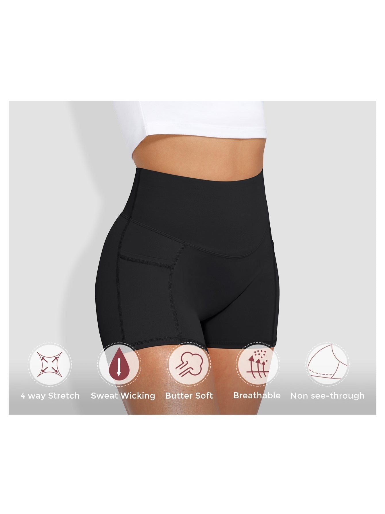 1Pc Women'S High-Waist Stretchy Athletic Shorts, Breathable Compression Bike Yoga Workout Shorts