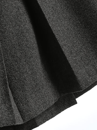 Women's Black Wool High-Waist Pleated Skirt - product view 21