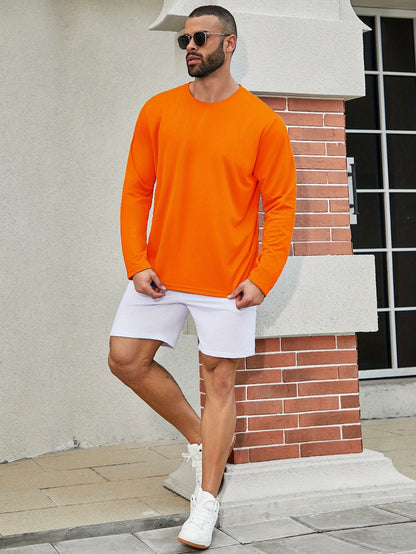 5pcs Men's Casual Sports T-shirt, Breathable And Quick Drying, Suitable for Work Clothes, Fishing Clothes, Construction Site Clothes, Team Building Clothes