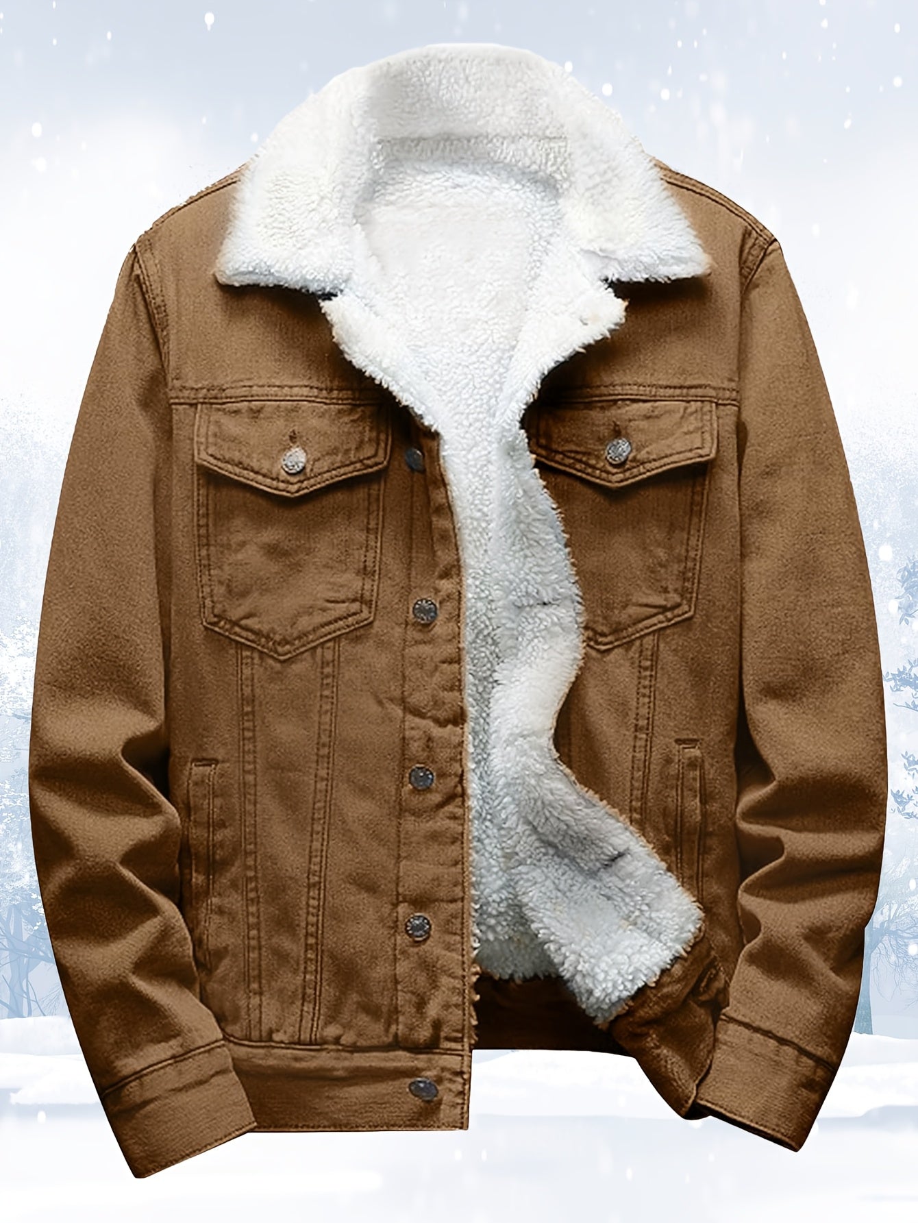 Men's Sherpa Fleece Lined Denim Jacket - Warm Winter Trucker Jacket - Cowboy Jean Jacket - Soft Fleece Lining & Durable Denim - For Men - Perfect for Cold Weather & Outdoor Activities - Ideal Gift for Winter Holidays