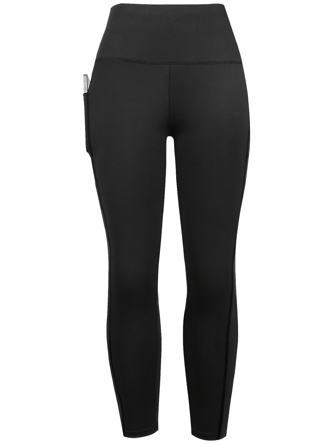 1pc Women'S High-Waisted Yoga Pants with Pockets, Solid Color Fabric, Sporty Style, High Stretch Athletic Running Leggings for Adults Thanksgiving Day Christmas Costumes for Women