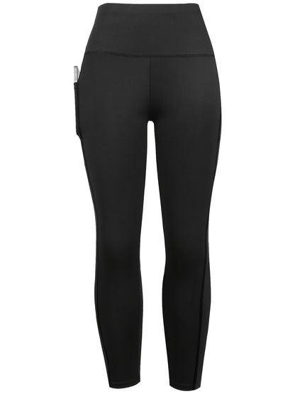 1pc Women'S High-Waisted Yoga Pants with Pockets, Solid Color Fabric, Sporty Style, High Stretch Athletic Running Leggings for Adults Thanksgiving Day Christmas Costumes for Women