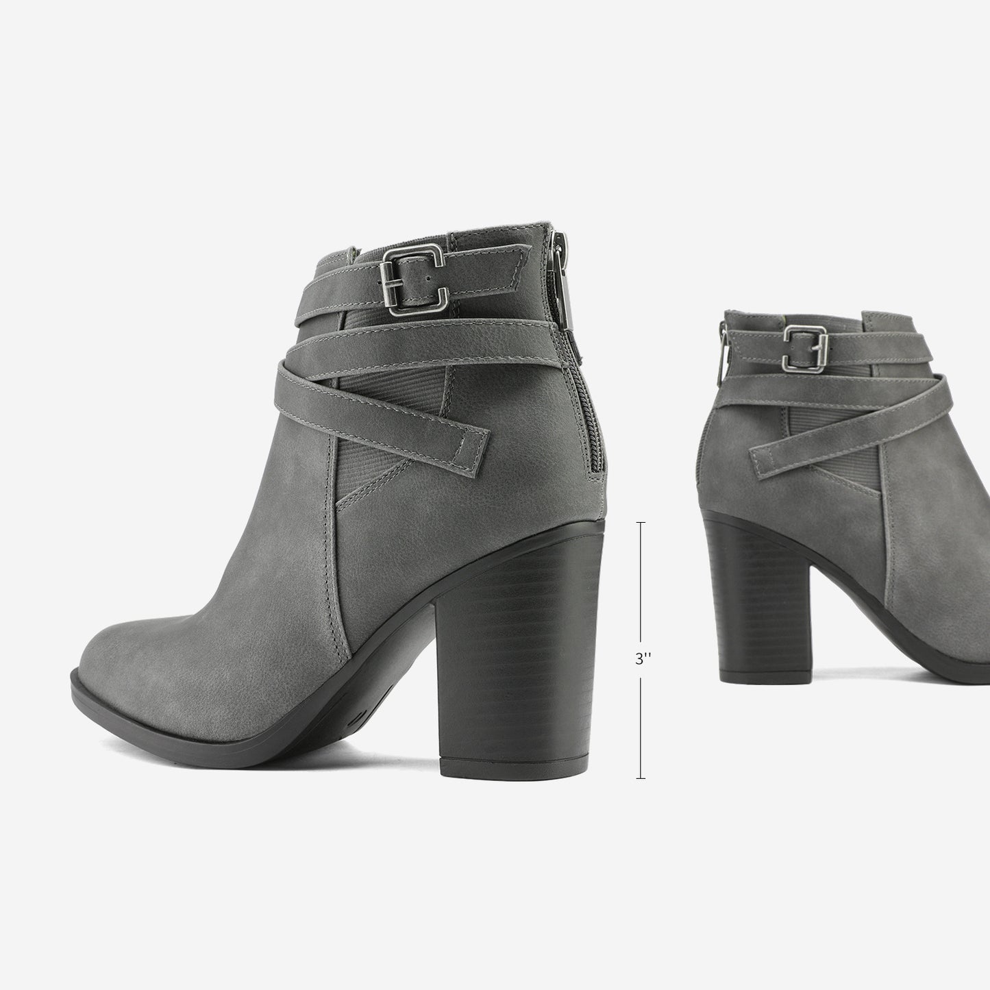 Women's Chunky High Heel Ankle Boots, Close Toe Fall Heeled Booties Shoes
