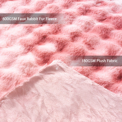 3D Faux Rabbit Fur Fleece Blanket - Double-Sided All-Season Throw