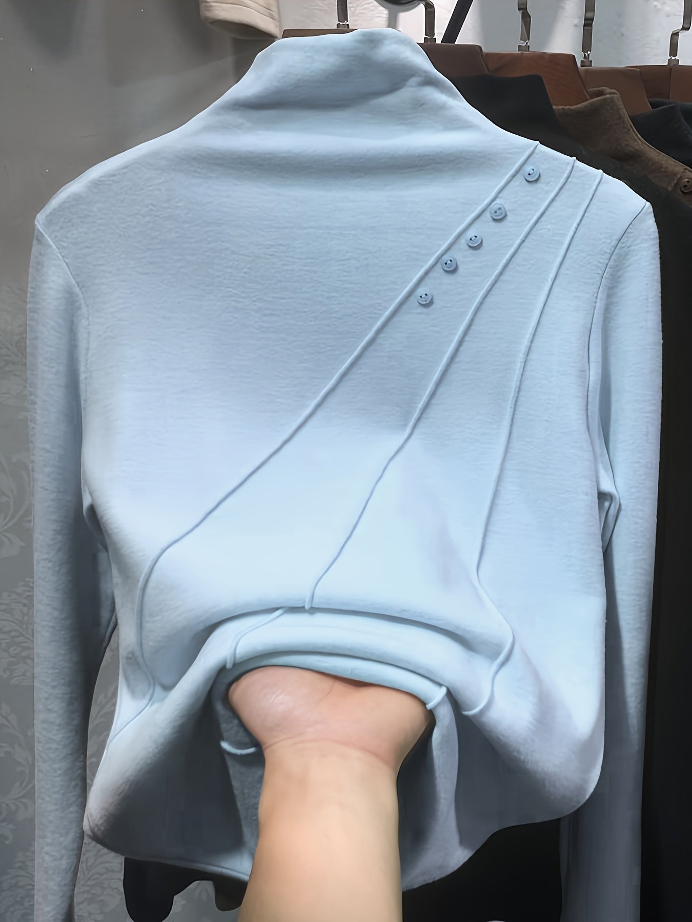 2024 Autumn/Winter New Half High Collar Double Sided Velvet Bottom Shirt for Women, Tailored And Versatile, Fashionable And Stylish Mid Neck T-shirt, Warm Top