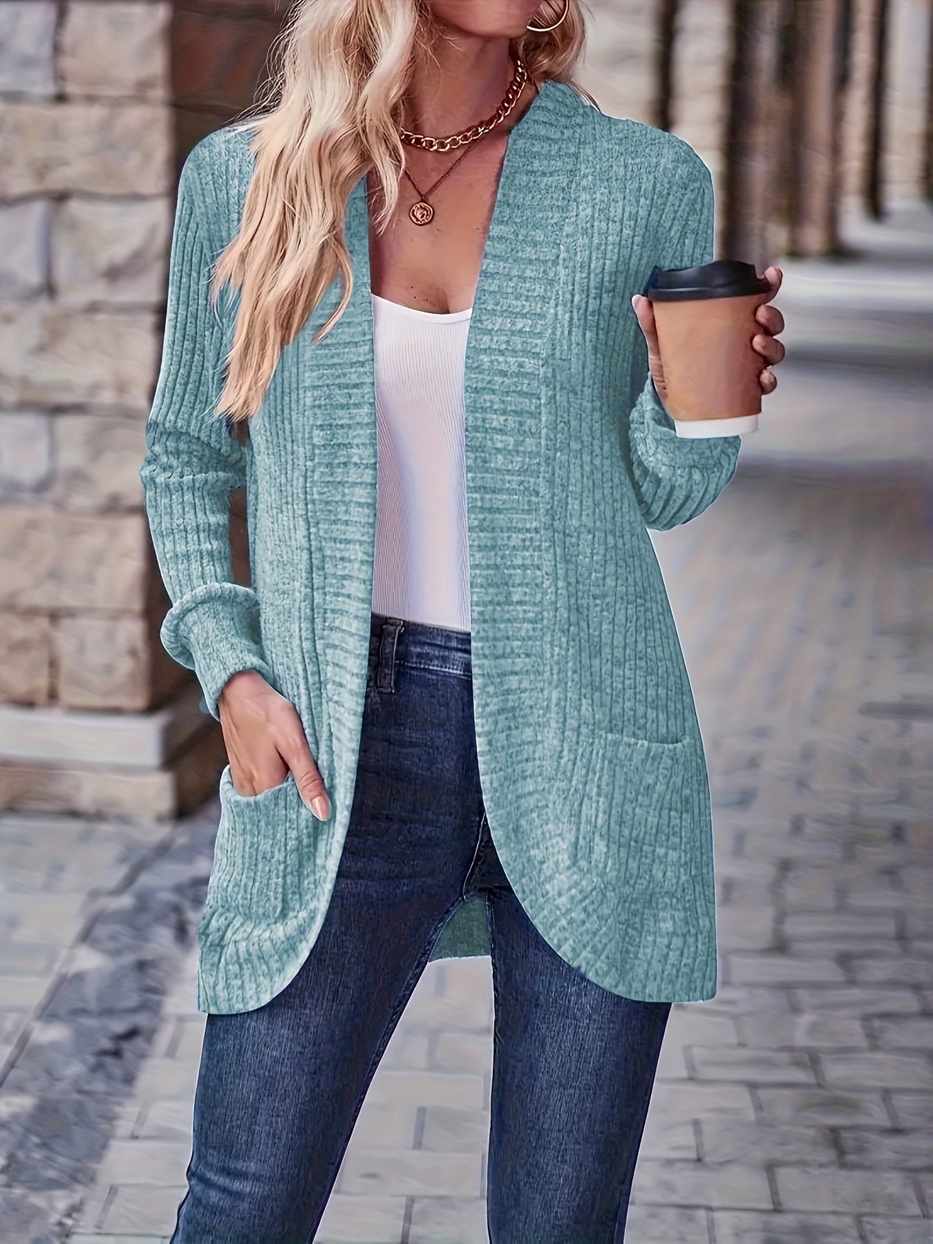 [Orientation] Elegant Orientation + Fashionable Loose Casual Solid Color Thread Pocket Splicing Long Sleeve Blouse