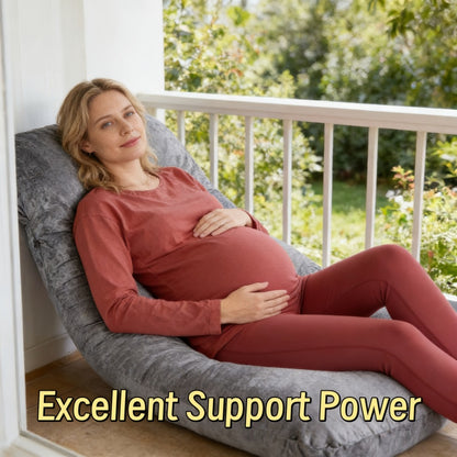 62-Inch J-Shaped Pregnancy Pillow - Velvet-Look Full-Body Design