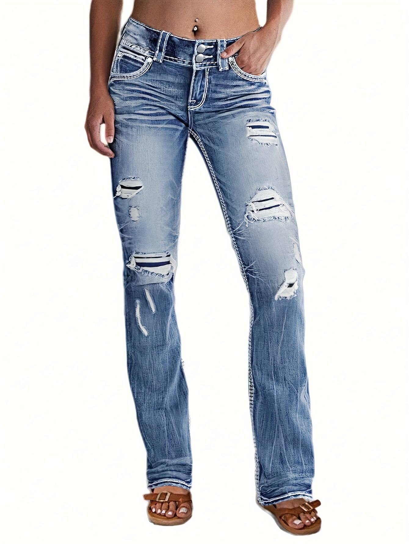 Non-stretch Multi-pocket Design, Classic Zipper Button, Fashionable Casual Versatile Jeans