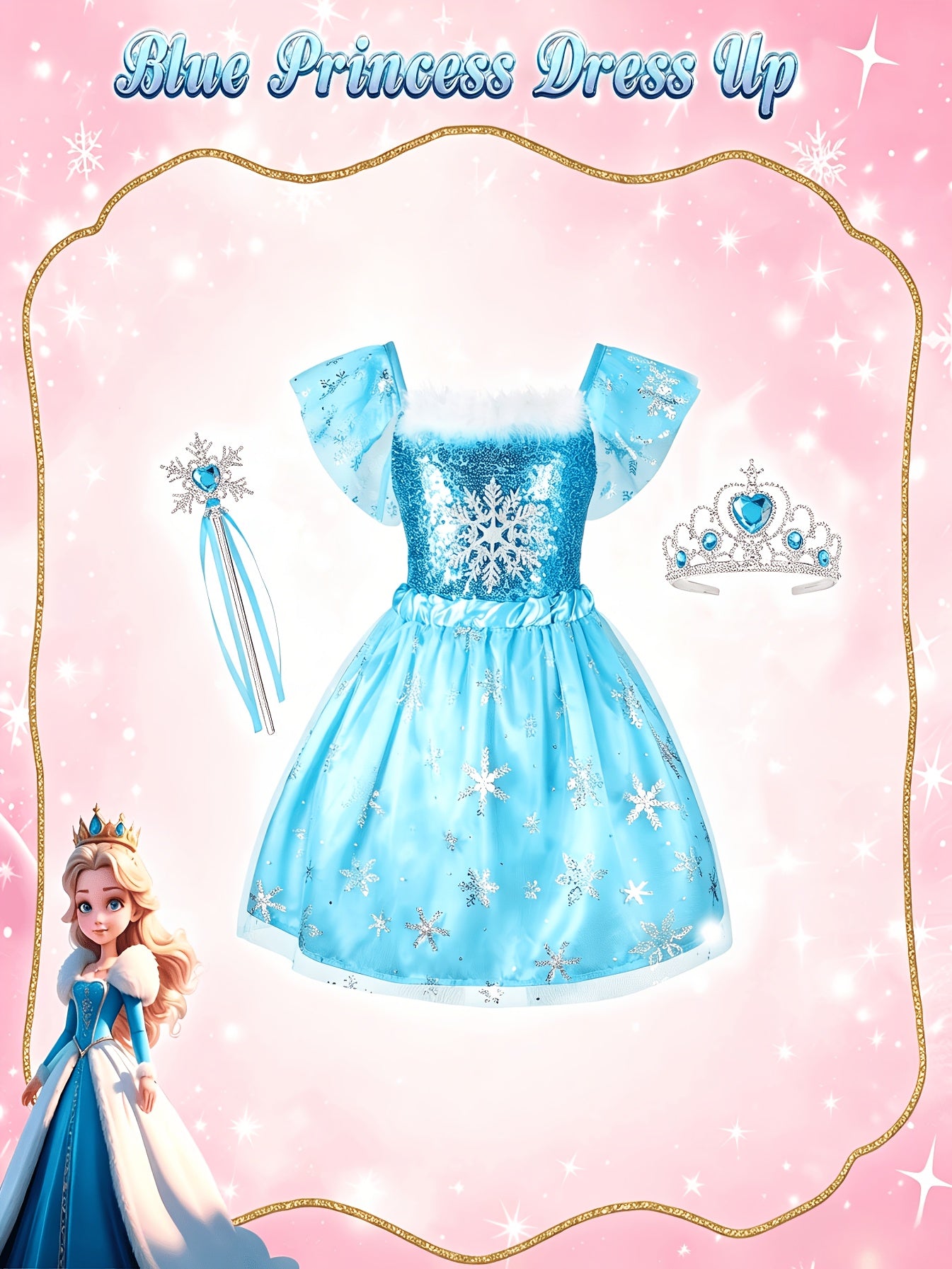 18pcs Princess Dress-Up Clothes Suitable for Role-Play Costumes with Unicorn & Mermaid Costumes, Capes, Jewelry - Birthday Outfits, -Line Skirts & Himos Dresses - Non-Stretch Dress Wear for (18pcs)