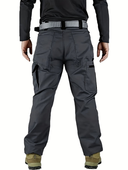 2pcs Set, Men'S Outdoor Cargo Pants, Multi-Functional Pockets, Lightweight, Ripstop, Durable Work Pants, for Camping Hiking Fishing, Suitable for Spring Summer And Autumn Seasons