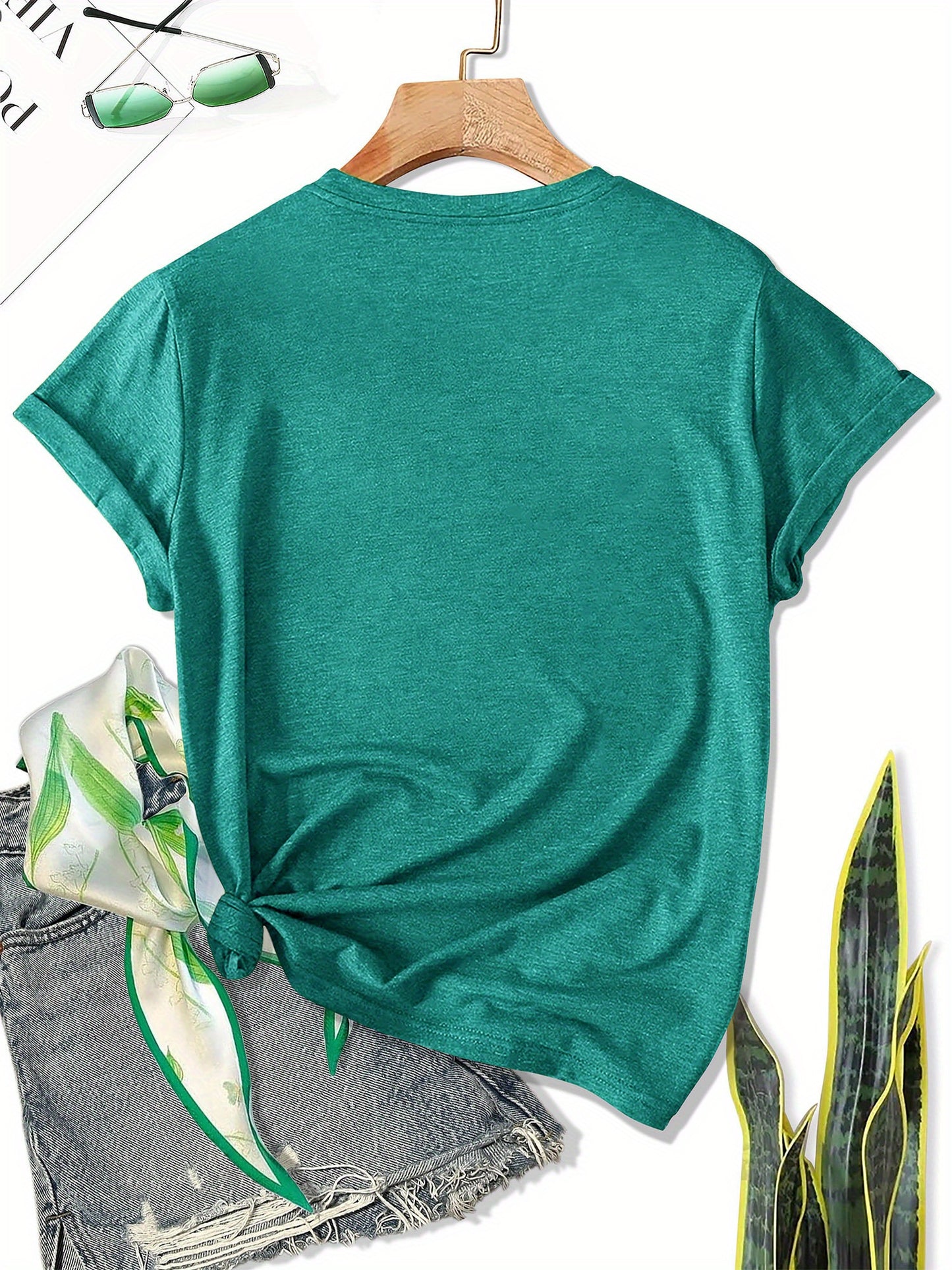 Women'S Summer Retro 70s Printed Crew Neck T-Shirt, Loose Fit, Comfortable Fabric, Daily Casual Top