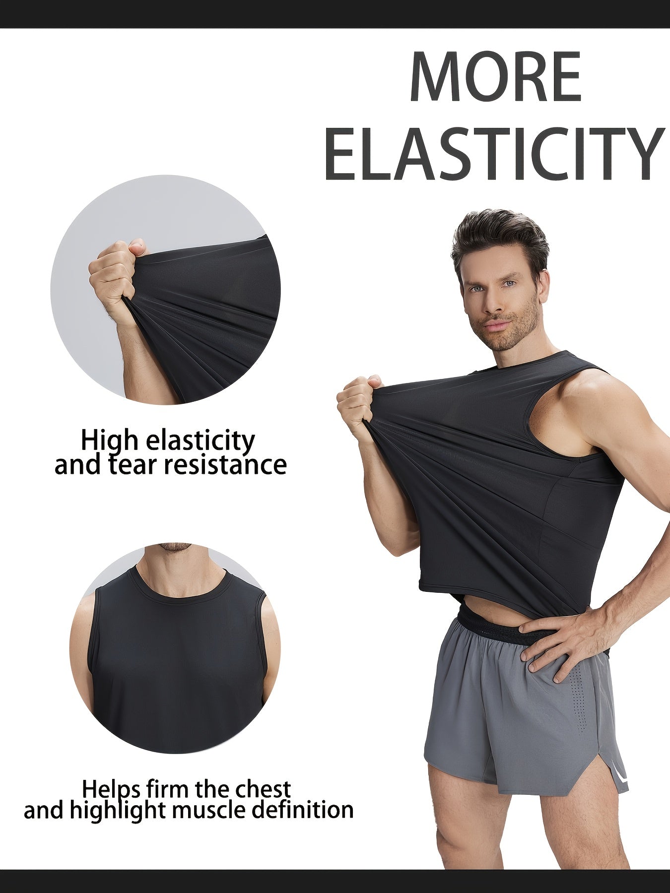 5pcs Men's Quick-Dry Sleeveless Athletic Vests - Breathable Moisture-Wicking Shirts, Solid Color Round Neck Gym Wear Suitable for Sports, Fitness, Outdoor Activities, Spring & Summer, Machine Washable Sleeveless