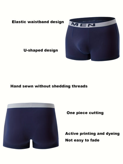 10pcs Men's Breathable Boxer Briefs Bulk Pc - Elastic Waistband Underwear Suitable for Casual Attire, Multi-Color Boxers (Navy, Black, Gray, Dark Blue, Brown) - All-Season Fit Bulk Purchase Savings