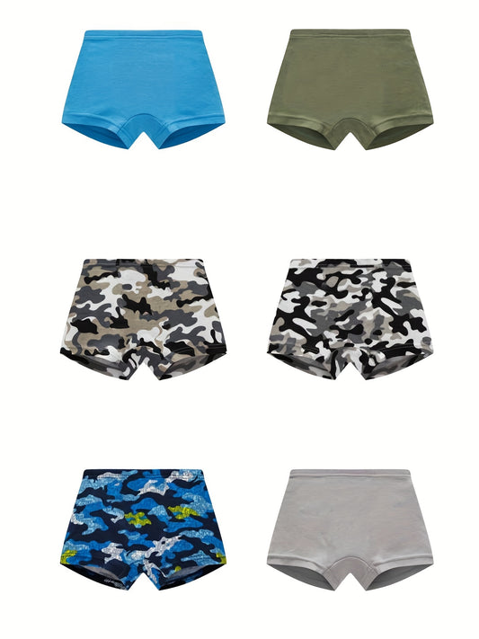 6pcs of Boys' Pure White Boxer Underwear, Soft, Comfortable And Breathable, Suitable for Little Boys And Young Children, And Rich in Sizes