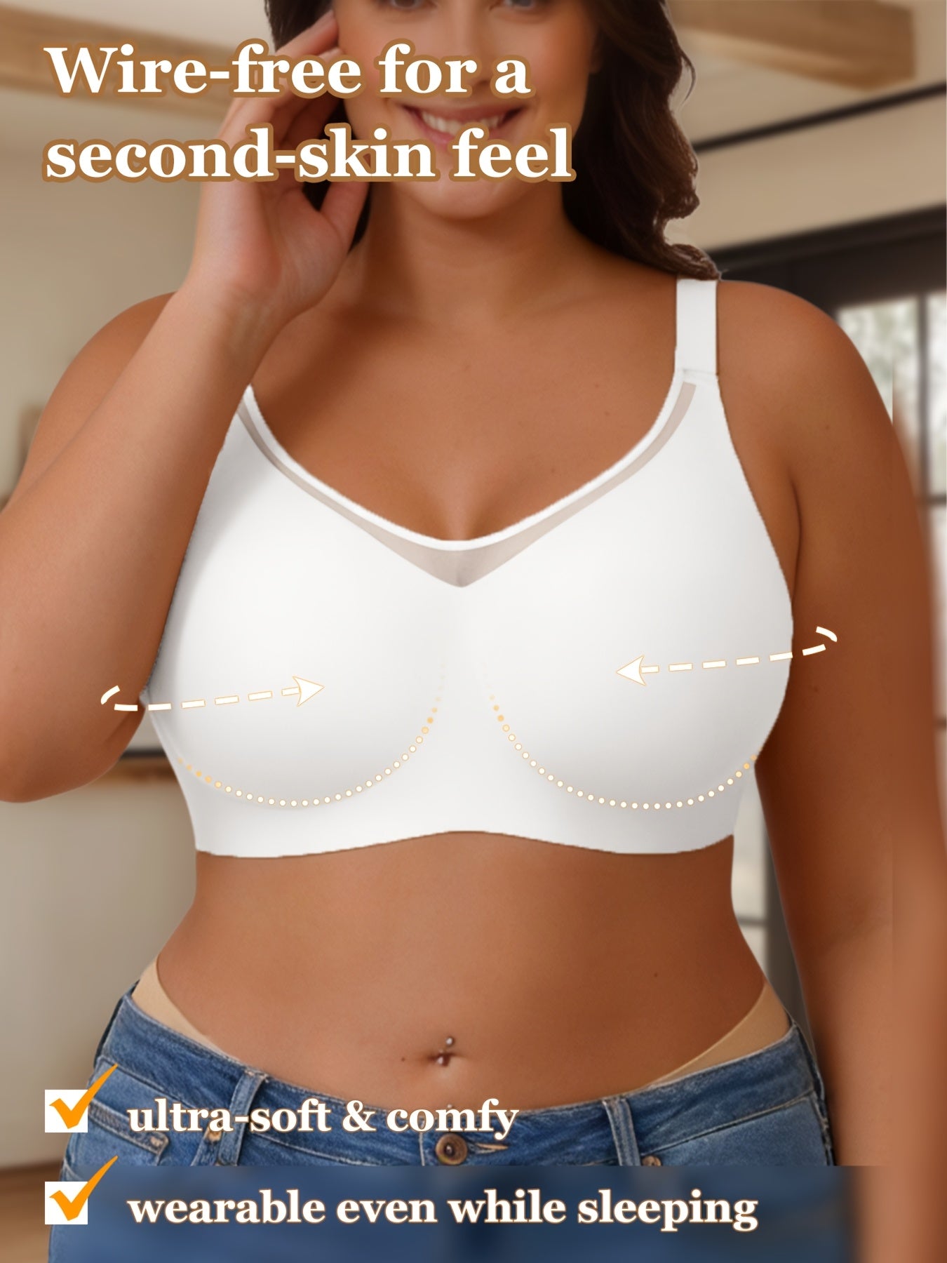 Women's Black Mesh V-Neck Bra - product view 22