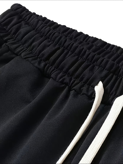 5pcs Men's Casual Sweatpants, Polyester Knit Fabric, Cotton Solid Color, Regular Fit with Pockets, Elastic Waist Drawstring Joggers Ideal Gift, Loose Waist, Spring Clothes, Summer Clothes, Valentine's Day Gifts, Easter Gifts, Discounted