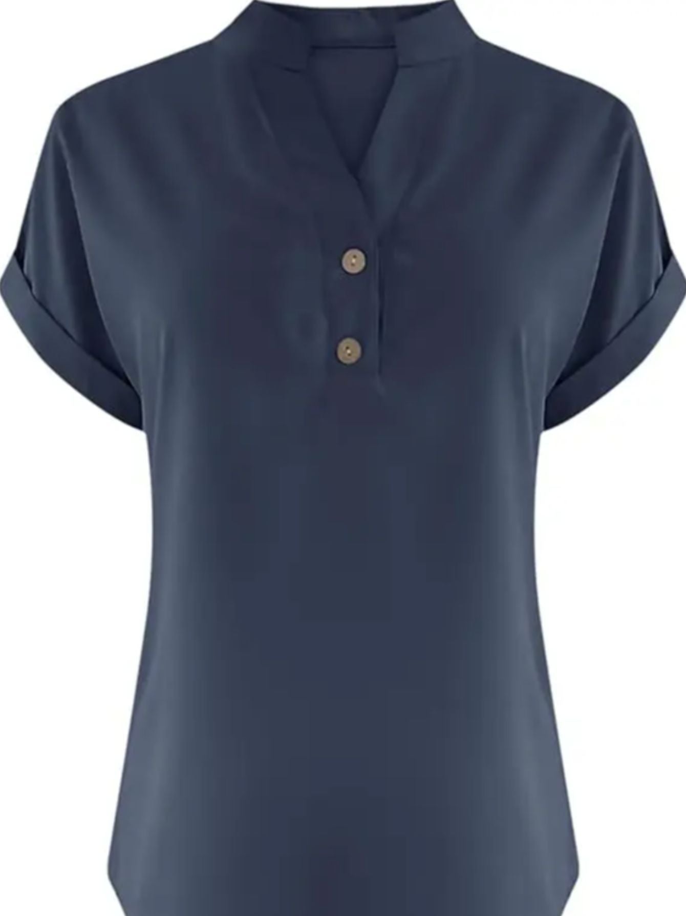 ZOELNIC Women's V-Neck Button-Front Placket T-Shirts - Short Sleeve Casual Summer Tops, Breathable Daily Wear Shirts Suitable for Spring/Summer, Solid Color Casual Wear, Machine Washable (No)