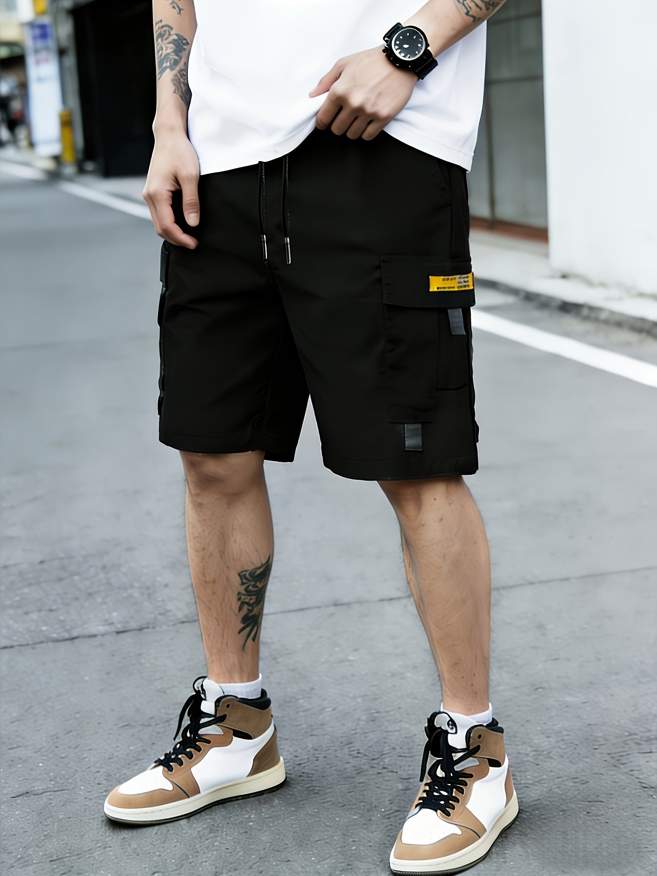 3pcs Men's Cargo Shorts with Multi-Pocket & Drawstring Waist - Lightweight Loose-Fit Shorts Suitable for Outdoor,, Streetwear, Casual Wear - Summer Shorts with Utility Belt for Daily Use and Gift Choice