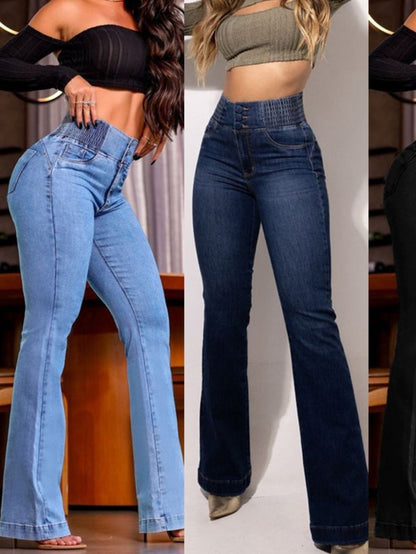 2025 Elastic Waist High Waist Elastic Tight Body Micro Hip Lift Denim Trousers