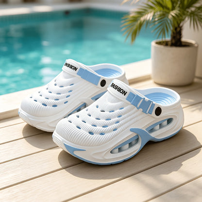 Women'S Breathable Two-Wear Hole Shoes with Hollowed-Out Design. Suitable for Daily Commuting And Streetwear. Anti-Slip Thick Soles with Adjustable Heels. Chunky Summer Shoes., Women Shoes