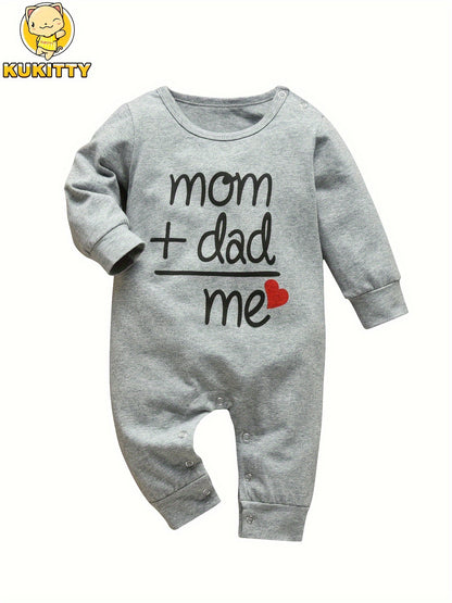 KuKitty Newborn Baby Boy Rompers Infant Girl Long Sleeve Letter Print Jumpsuit