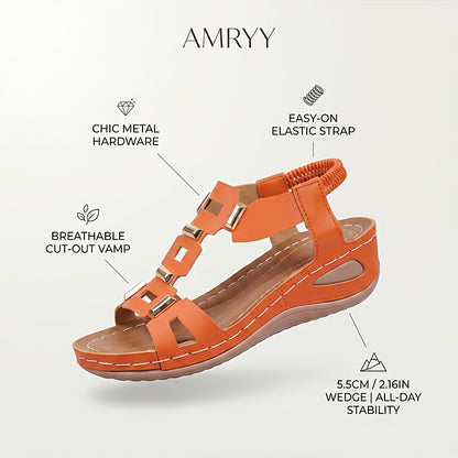2026 New Orange Womens Platform Wedge Sandals Summer Shoes for Women - 2.17inch Woven Wedge Platform Adjustable Golden Buckle Metal Accents Comfy Open Toe Cut-Out Slip-On All Day Wear Ideal Beach Vacation Everyday Style, Women Shoes
