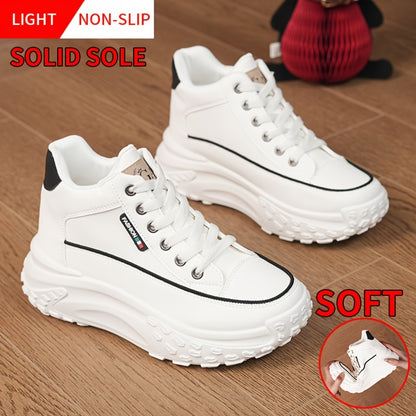 Autumn High Top Shoes Women's New Small White Shoes Casual Women's Shoes Thick Sole Show High Soft Sole Shoes, Women Shoes, Sneakers