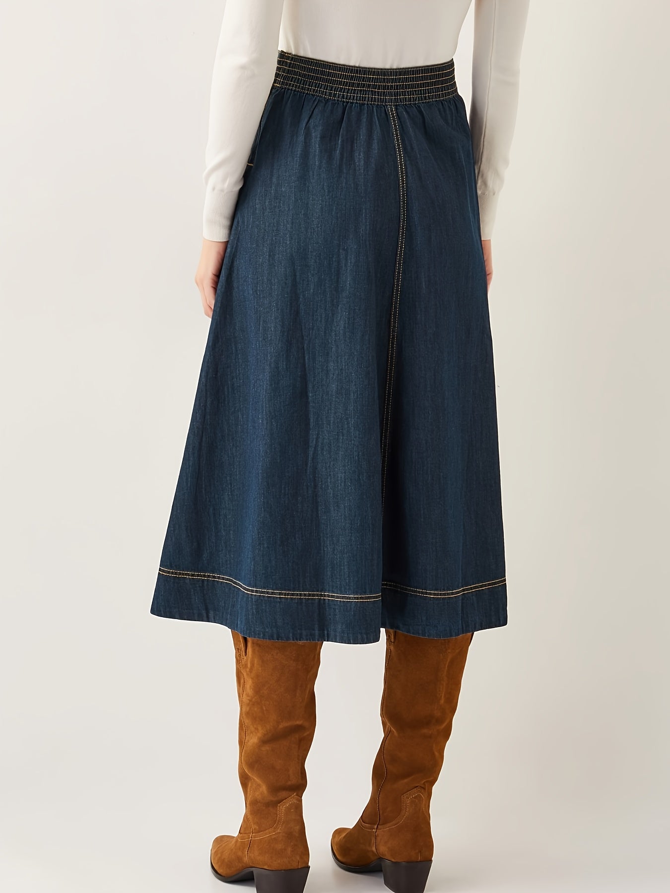 Women's Medium Blue Denim High-Waist Skirt - product view 1