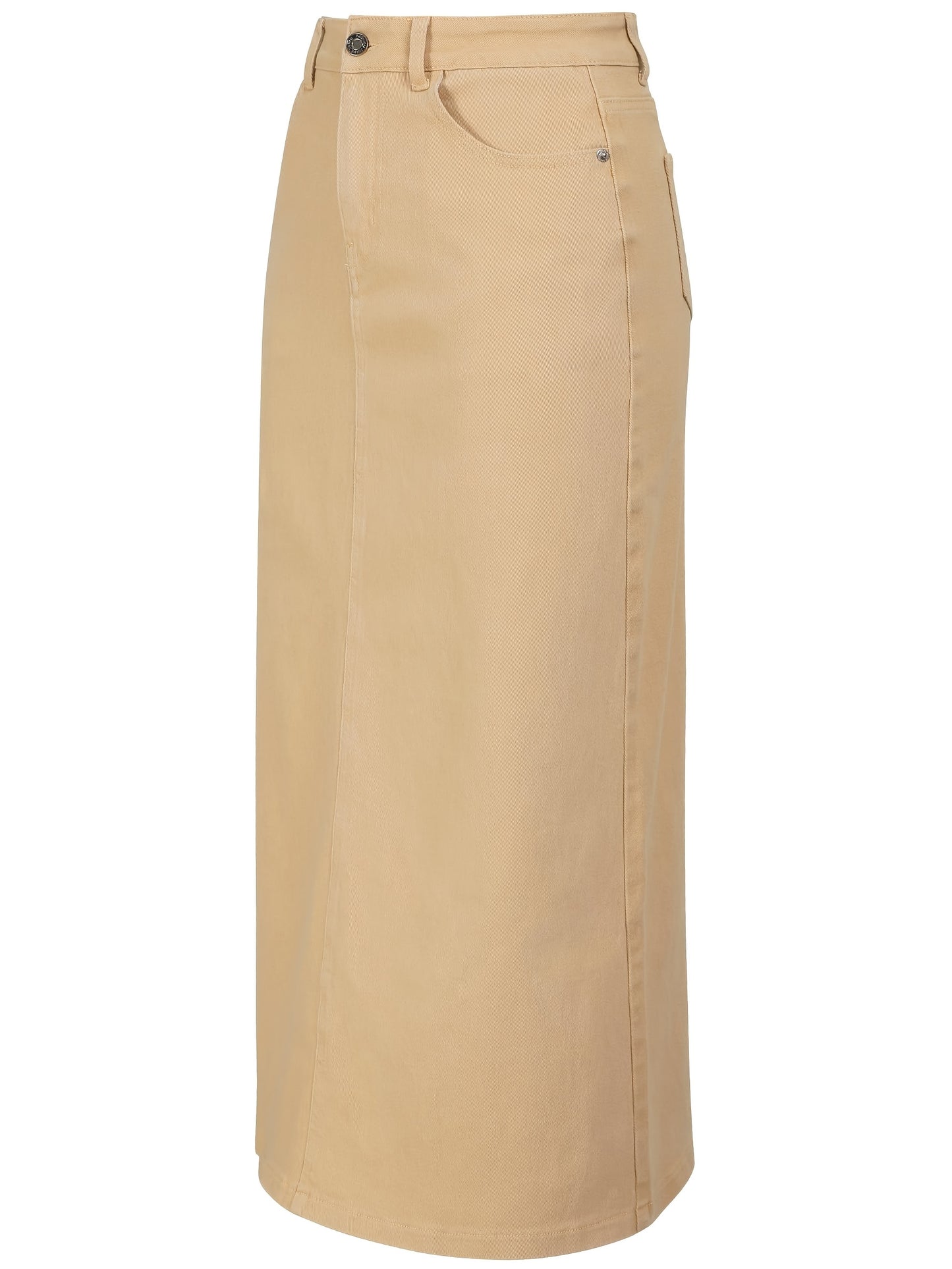 Long Denim Skirt for Women Casual A-Line Denim Maxi Skirt Stretch High Waisted Jean Skirt with Pocket