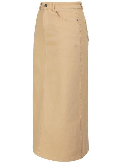 Long Denim Skirt for Women Casual A-Line Denim Maxi Skirt Stretch High Waisted Jean Skirt with Pocket