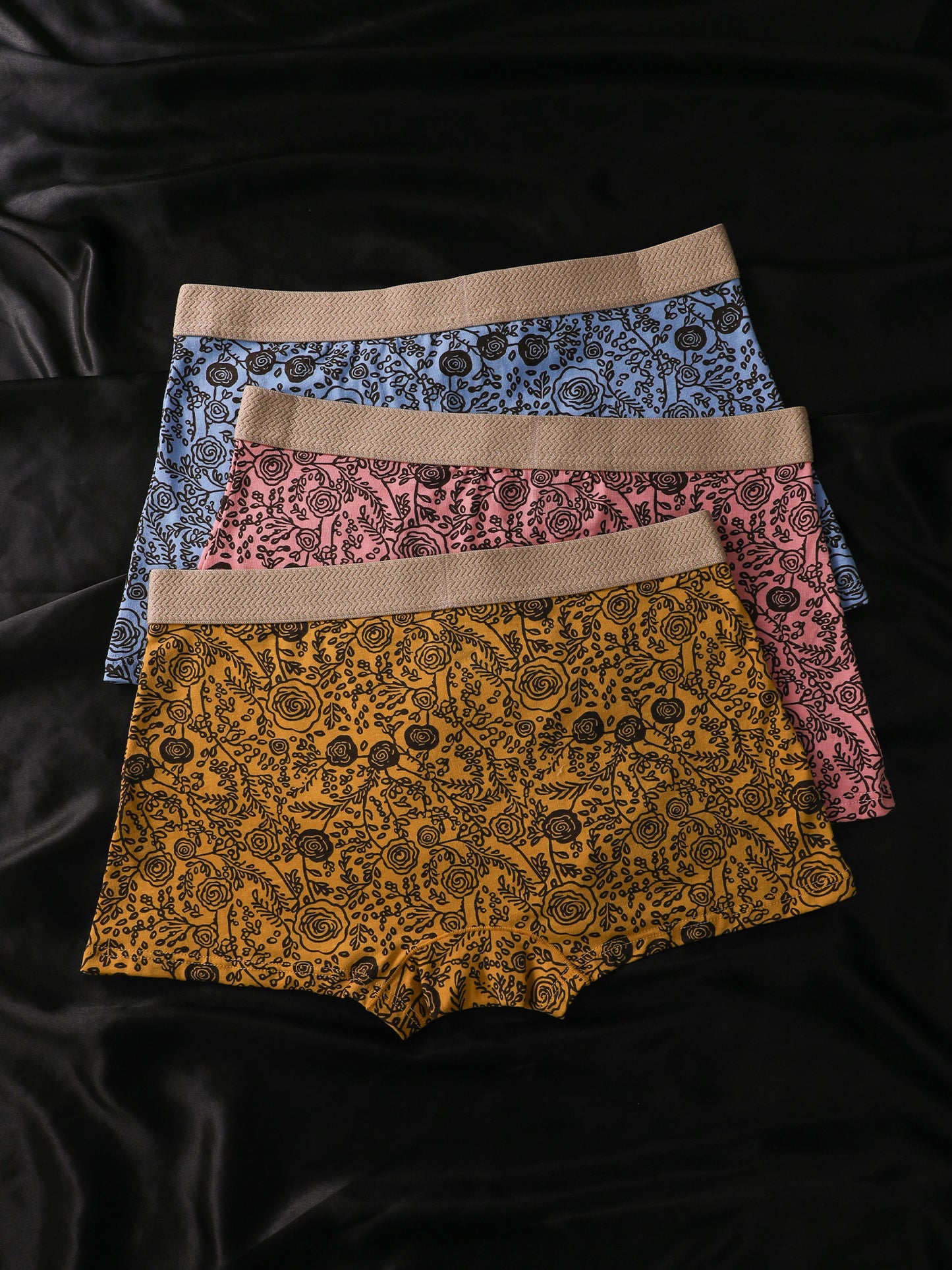3pcs BIWEIER Women'S Retro Printed Couple Briefs, High-End And Light Luxury, Soft And Comfortable, Fashionable Underwear, Suitable for Women'S Casual Sports, Valentine'S Day Gift