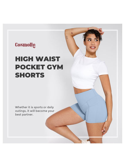 1Pc Women'S High-Waist Stretchy Athletic Shorts, Breathable Compression Bike Yoga Workout Shorts