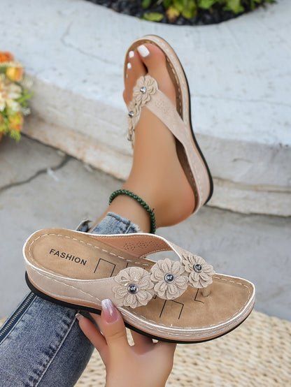 Women's Flip Flops - Slip-On Platform Sole for Everyday Wear