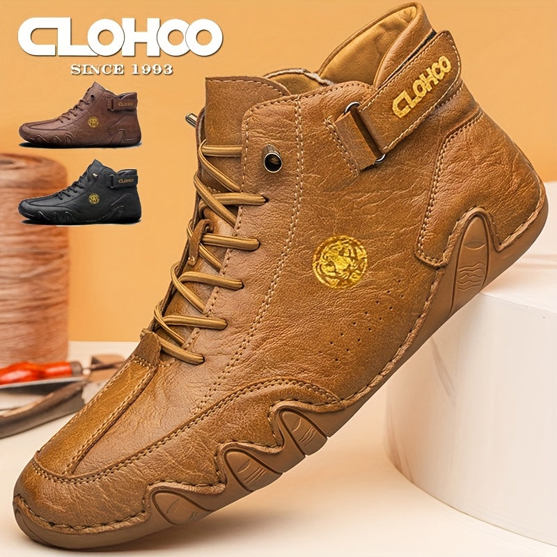 CLOHOO Men's High-Top Sneakers - Comfortable, Breathable Casual Shoes with Soft Rubber Sole for Outdoor & Casual Attire