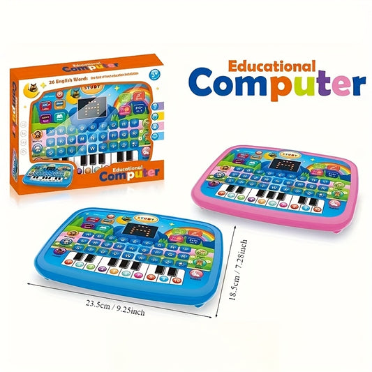 Multifunctional Tablet Learning Machine, Letters, Numbers, Music, Animals And Piano Keys Educational Toys, Suitable for 3 Years Old And Above, Battery Powered (Batteries Not Included), Durable Plastic Material, Blue And Pink