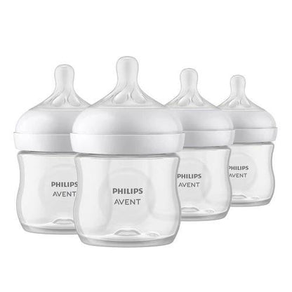 Philips Avent Natural Baby Bottles 4 oz, 4 Pack, Baby Feeding Bottles, Clear, Newborn Feeding Essentials